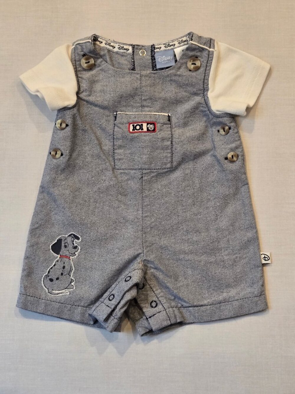 Disney Baby 101 Dalmatians Newborn Romper Gray White NWT